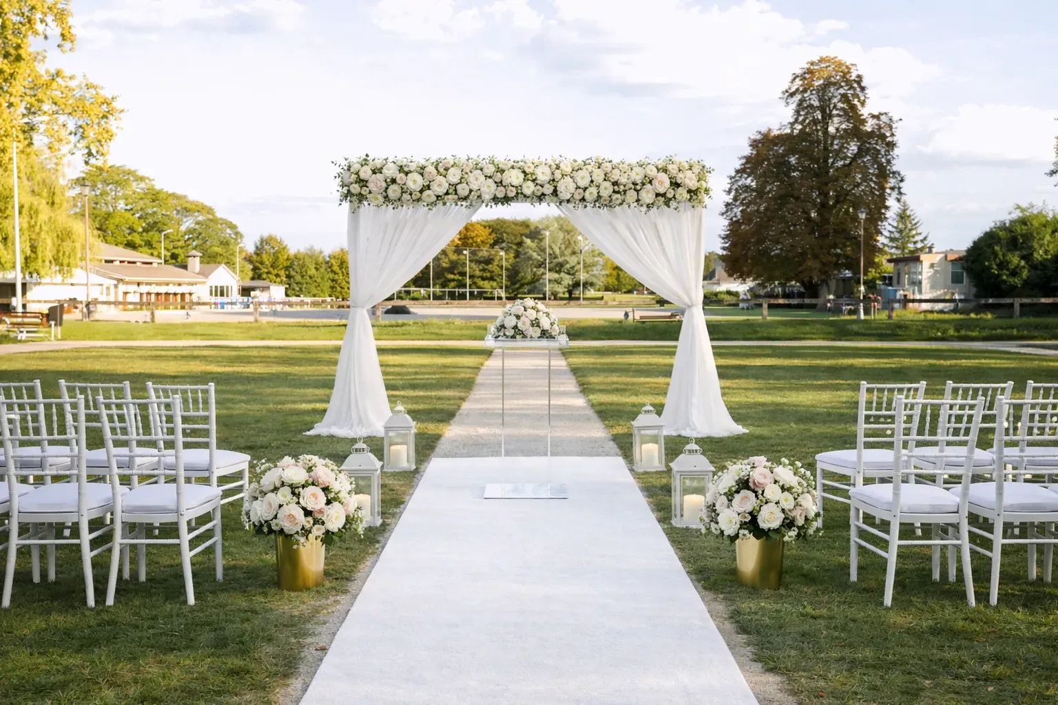 Jardin à la française du Domaine de l'Ardoise au coucher du soleil - cadre d'exception pour célébrer un mariage