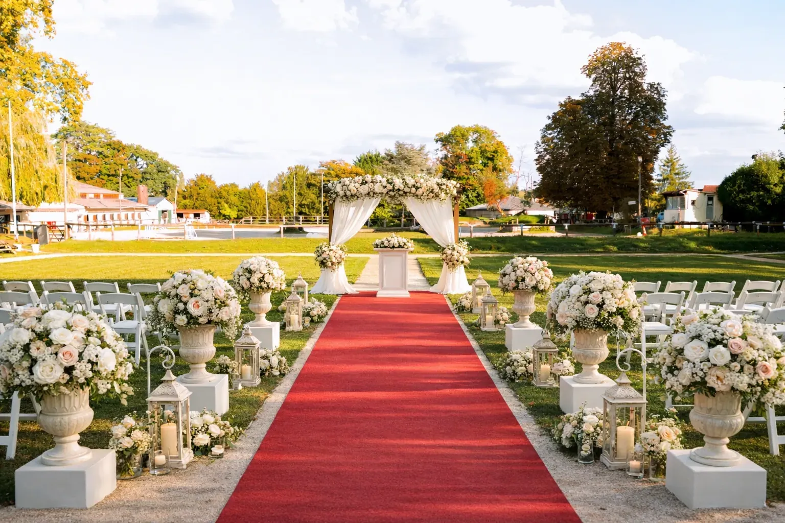 Cérémonie de mariage en extérieur dans le jardin à la française du Domaine de l'Ardoise